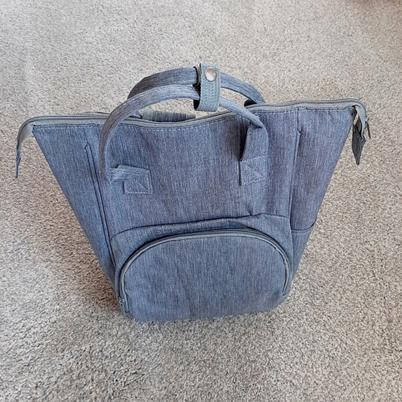 Diaper Bag Backpack Insulated  Zipper Straps 2 Handle Lightweight Gray  … - Picture 2 of 6